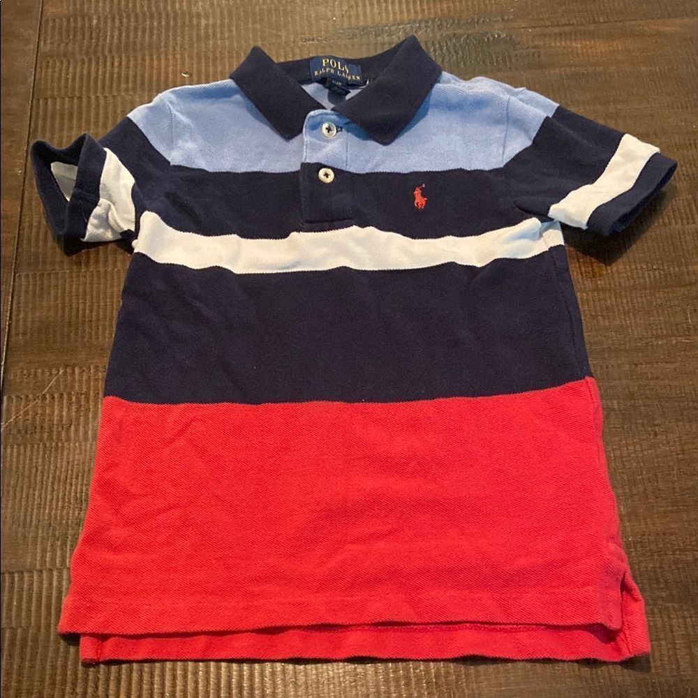Polo Ralph Lauren Kids Striped Polo Shirt - Blue, White, Red 4T